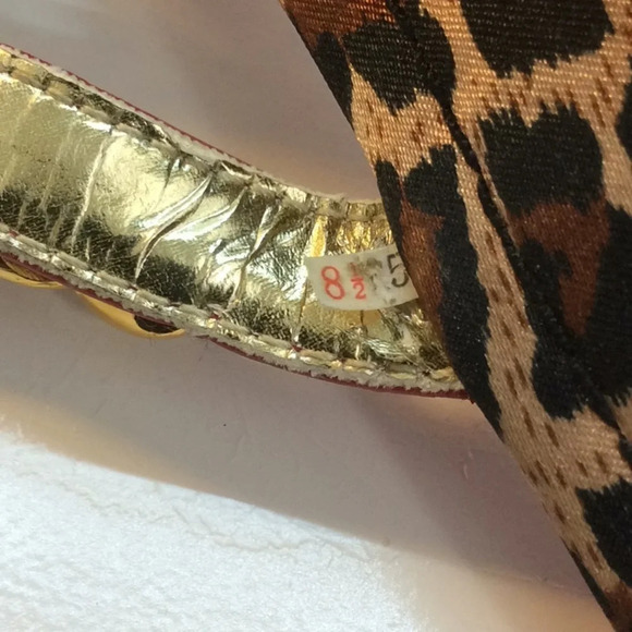 Delicious Red, Gold& Leopard Sandals with Red Sole - Picture 15 of 16